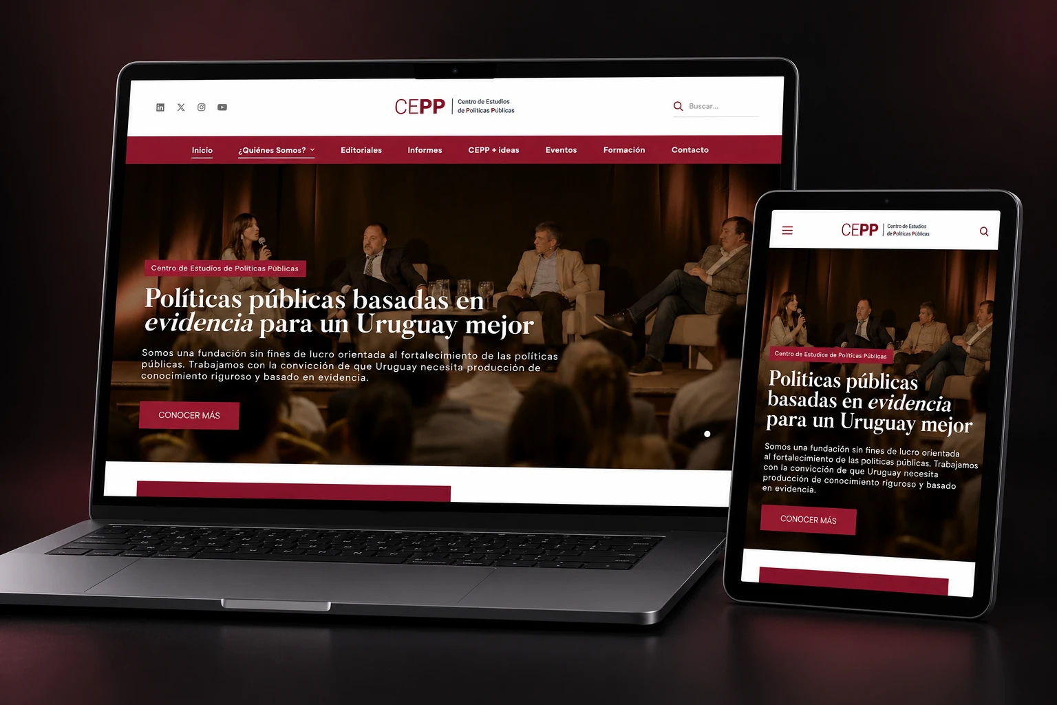 Sitio web de CEPP (ceppuy.org) en computadora y celular